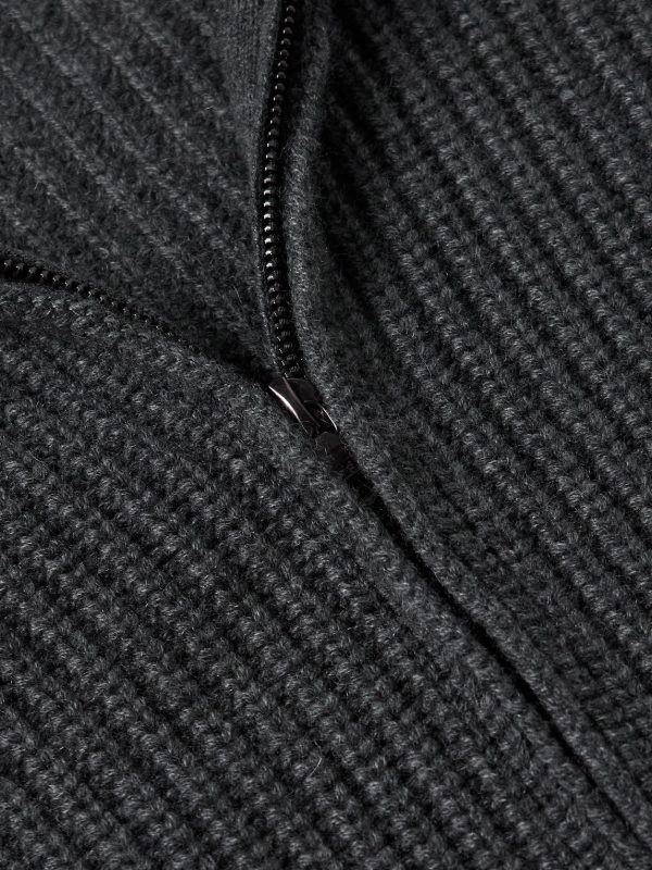 Ribbed-Knit Zip-Up Cardigan - CU