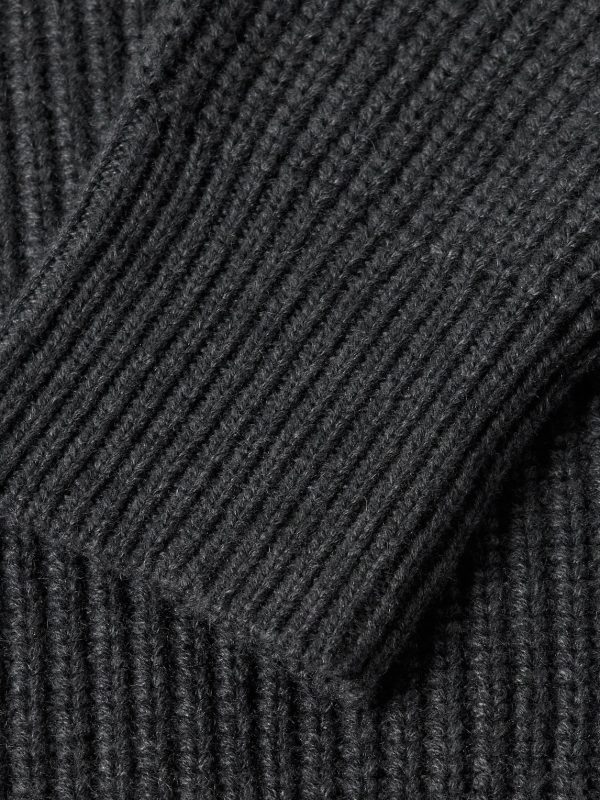 Ribbed-Knit Zip-Up Cardigan - E1