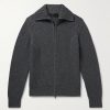 Ribbed-Knit Zip-Up Cardigan