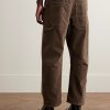 Carpenter Cropped Straight-Leg Cotton-Blend Corduroy Trousers - BK