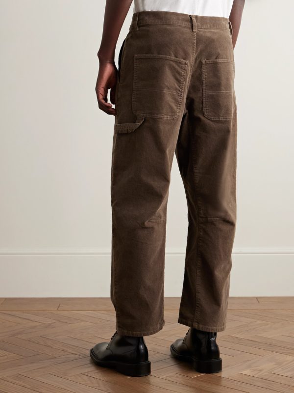 Carpenter Cropped Straight-Leg Cotton-Blend Corduroy Trousers - BK