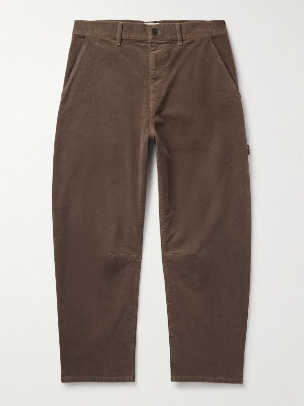 Carpenter Cropped Straight-Leg Cotton-Blend Corduroy Trousers