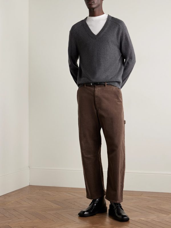 Carpenter Cropped Straight-Leg Cotton-Blend Corduroy Trousers - OU