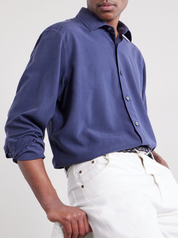 Garment-Dyed Mulberry Silk Shirt - CU Garment-Dyed Mulberry Silk Shirt - CU