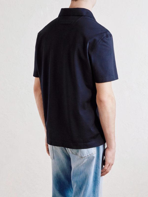 Knitted Cotton-Piqué Polo Shirt - BK Knitted Cotton-Piqué Polo Shirt - BK