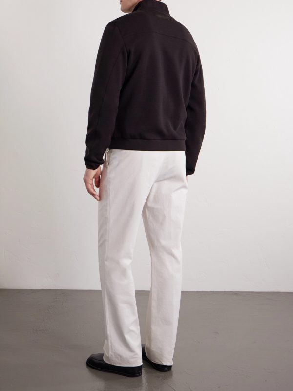 Honeycomb-Knit Cotton, Wool and Silk-Blend Zip-Up Sweater - BK Honeycomb-Knit Cotton, Wool and Silk-Blend Zip-Up Sweater - BK