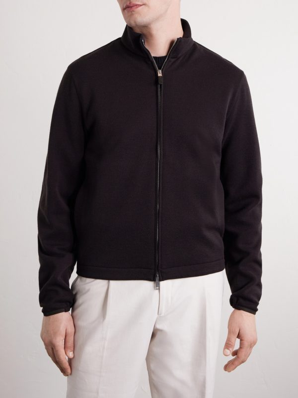 Honeycomb-Knit Cotton, Wool and Silk-Blend Zip-Up Sweater - FR Honeycomb-Knit Cotton, Wool and Silk-Blend Zip-Up Sweater - FR