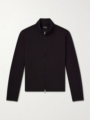 Honeycomb-Knit Cotton, Wool and Silk-Blend Zip-Up Sweater