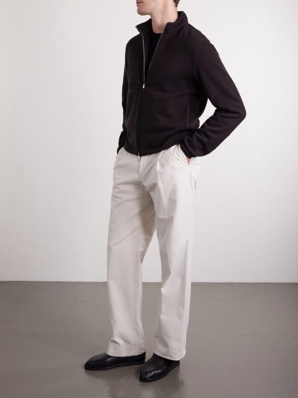 Honeycomb-Knit Cotton, Wool and Silk-Blend Zip-Up Sweater - OU Honeycomb-Knit Cotton, Wool and Silk-Blend Zip-Up Sweater - OU