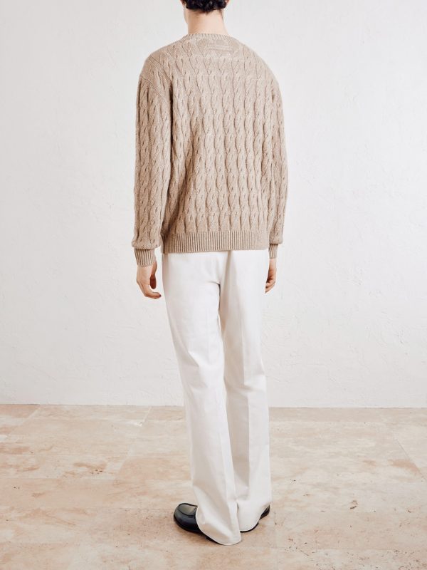 Cable-Knit Linen, Cashmere and Silk-Blend Sweater - BK Cable-Knit Linen, Cashmere and Silk-Blend Sweater - BK
