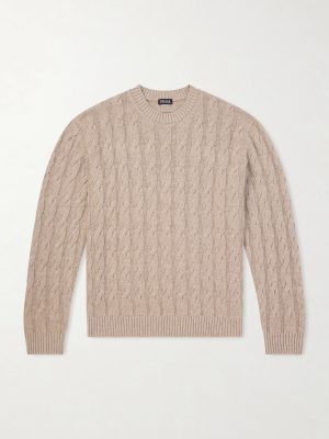 Cable-Knit Linen, Cashmere and Silk-Blend Sweater Cable-Knit Linen, Cashmere and Silk-Blend Sweater