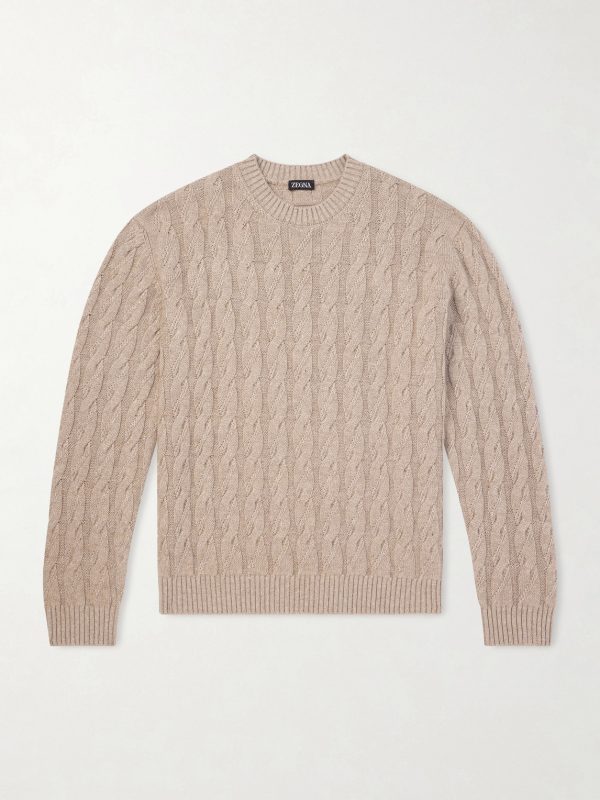 Cable-Knit Linen, Cashmere and Silk-Blend Sweater Cable-Knit Linen, Cashmere and Silk-Blend Sweater