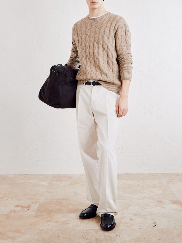 Cable-Knit Linen, Cashmere and Silk-Blend Sweater - OU Cable-Knit Linen, Cashmere and Silk-Blend Sweater - OU