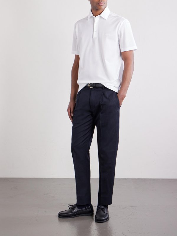 Knitted Cotton-Piqué Polo Shirt - OU