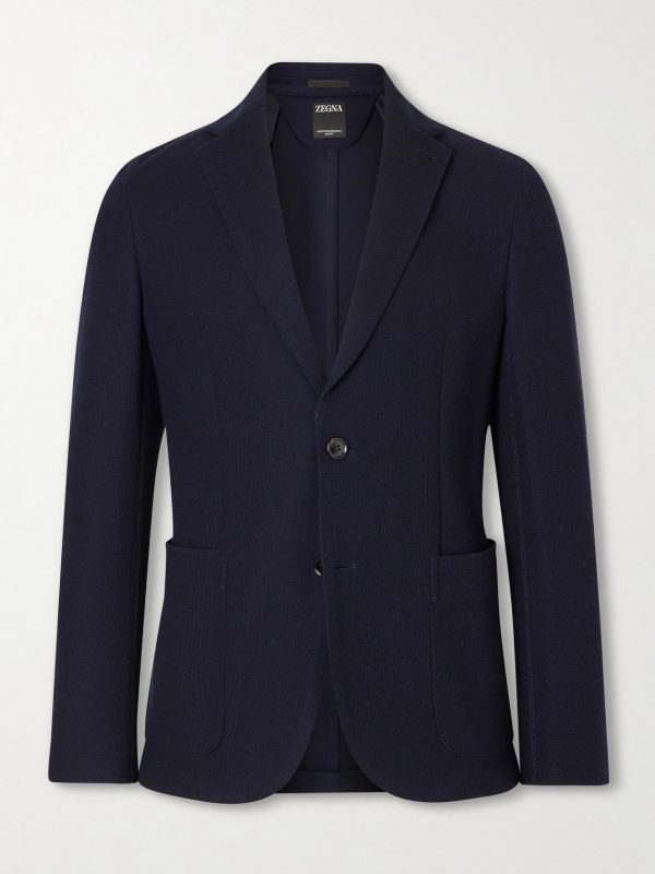 Wool and Cotton-Blend Piqué Blazer Wool and Cotton-Blend Piqué Blazer