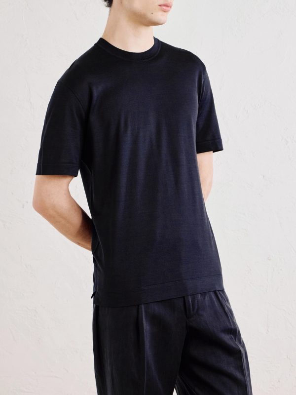Cotton and Silk-Blend Jersey T-Shirt - FR Cotton and Silk-Blend Jersey T-Shirt - FR