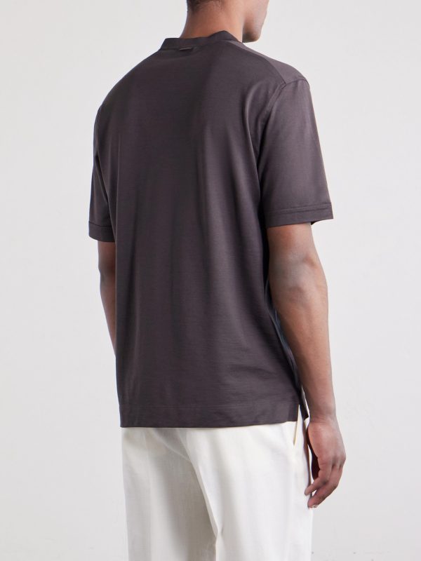 Cotton and Silk-Blend T-Shirt - BK Cotton and Silk-Blend T-Shirt - BK