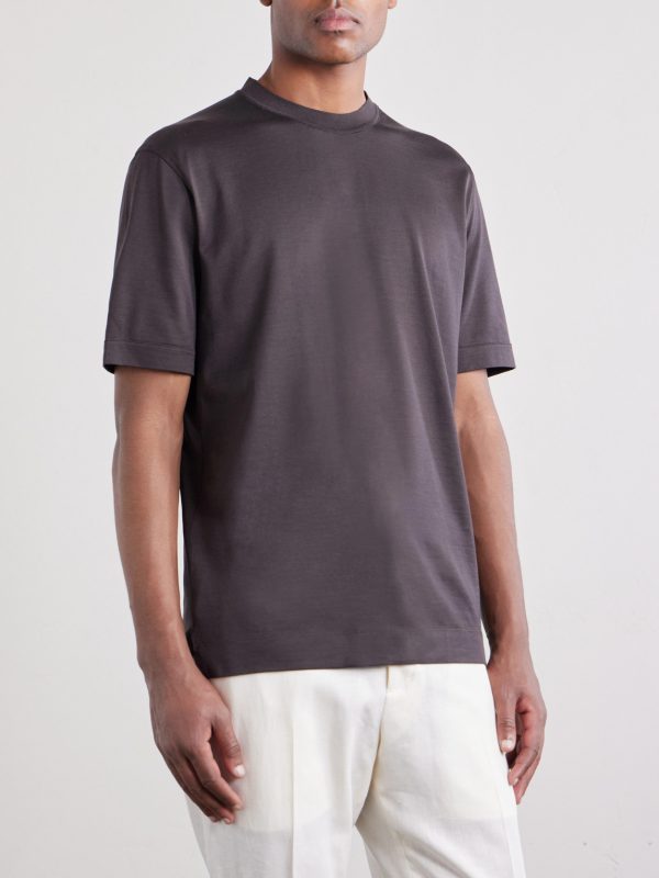 Cotton and Silk-Blend T-Shirt - FR Cotton and Silk-Blend T-Shirt - FR