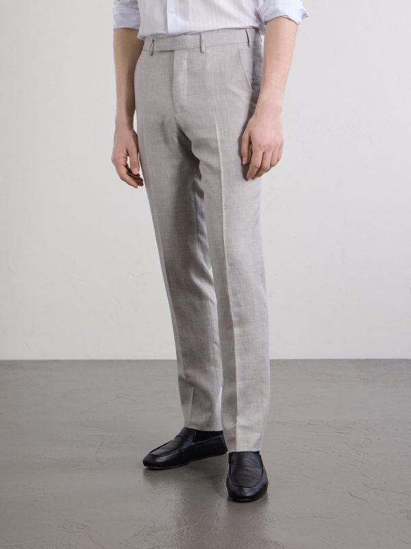 Slim-Fit Tapered Pleated Wool, Linen and Silk-Blend Suit Trousers - FR Slim-Fit Tapered Pleated Wool, Linen and Silk-Blend Suit Trousers - FR
