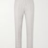 Slim-Fit Tapered Pleated Wool, Linen and Silk-Blend Suit Trousers Slim-Fit Tapered Pleated Wool, Linen and Silk-Blend Suit Trousers