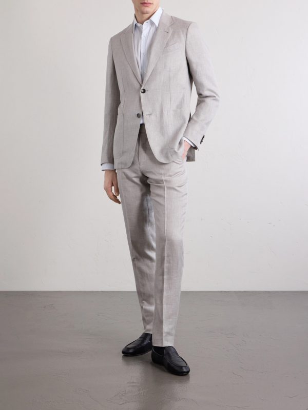 Slim-Fit Tapered Pleated Wool, Linen and Silk-Blend Suit Trousers - OU Slim-Fit Tapered Pleated Wool, Linen and Silk-Blend Suit Trousers - OU