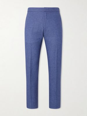 Tapered Pleated Linen Trousers