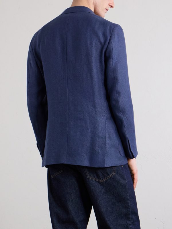 Double-Breasted Linen, Wool and Silk-Blend Blazer - BK