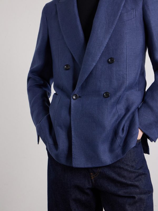 Double-Breasted Linen, Wool and Silk-Blend Blazer - CU
