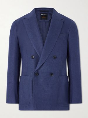 Double-Breasted Linen, Wool and Silk-Blend Blazer Double-Breasted Linen, Wool and Silk-Blend Blazer