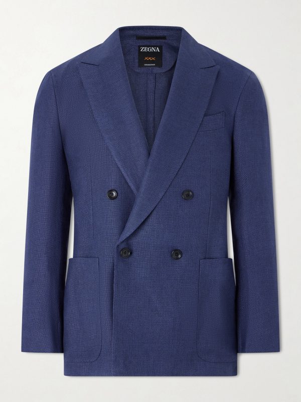 Double-Breasted Linen, Wool and Silk-Blend Blazer