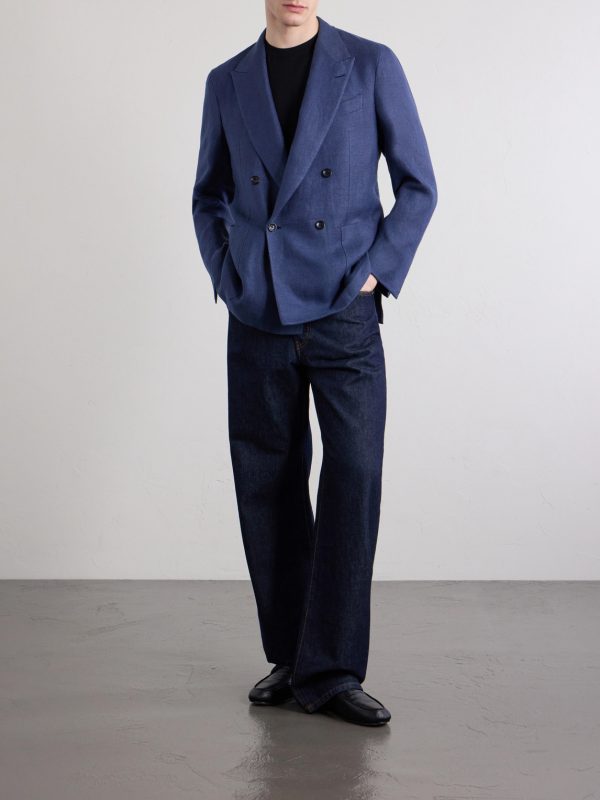 Double-Breasted Linen, Wool and Silk-Blend Blazer - OU