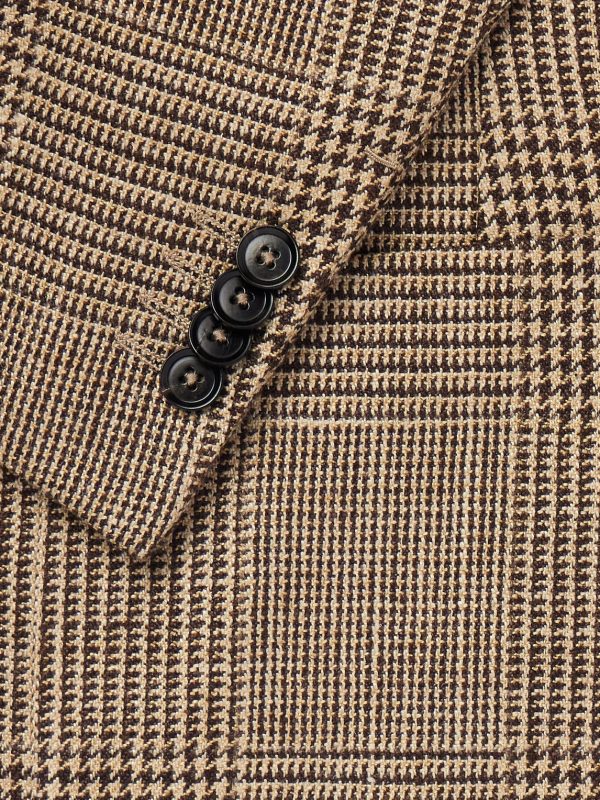 Houndstooth Linen, Silk and Wool-Blend Blazer - E1 Houndstooth Linen, Silk and Wool-Blend Blazer - E1