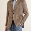 Houndstooth Linen, Silk and Wool-Blend Blazer - FR Houndstooth Linen, Silk and Wool-Blend Blazer - FR