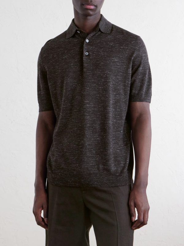 Silk, Cashmere and Linen-Blend Polo Shirt - FR Silk, Cashmere and Linen-Blend Polo Shirt - FR