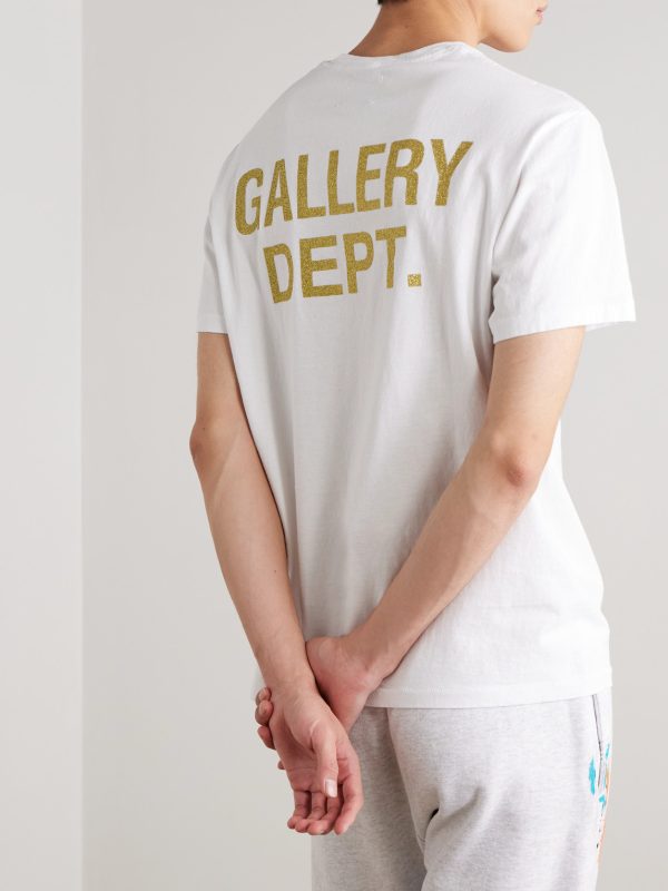 Dusty Glittered Logo-Print Cotton-Jersey T-Shirt - BK