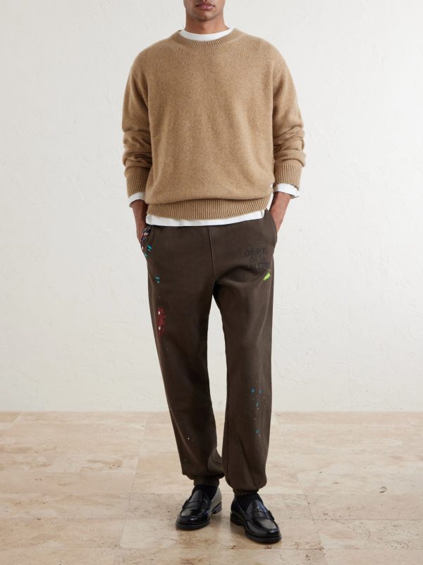 Logo-Print Paint-Splattered Cotton-Jersey Sweatpants - OU Logo-Print Paint-Splattered Cotton-Jersey Sweatpants - OU