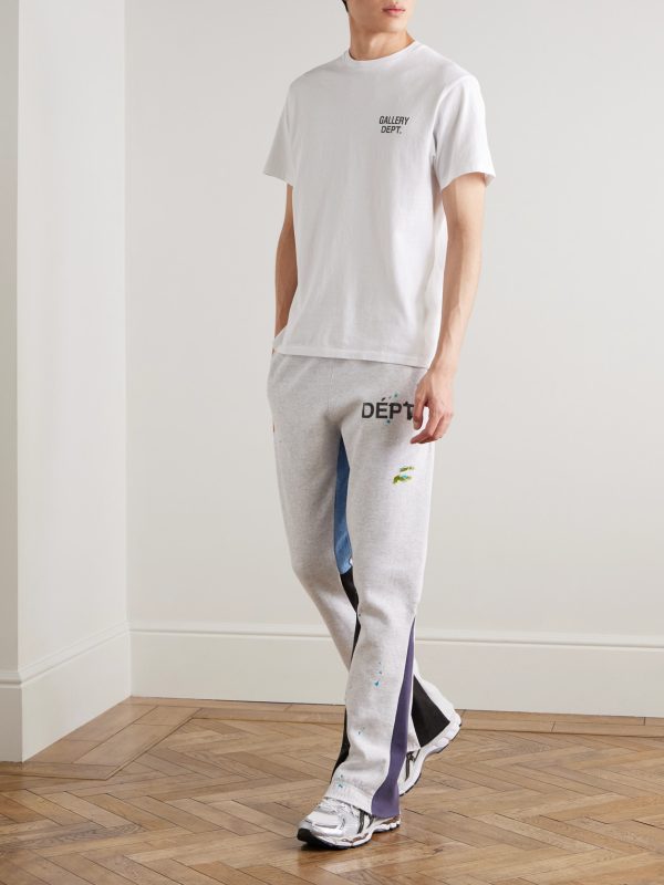 Logo-Print Paint-Splattered Cotton-Jersey Sweatpants - OU Logo-Print Paint-Splattered Cotton-Jersey Sweatpants - OU