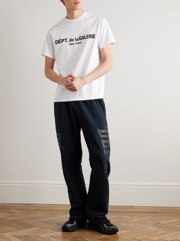 French Lux Flocked Cotton-Jersey T-Shirt - OU French Lux Flocked Cotton-Jersey T-Shirt - OU