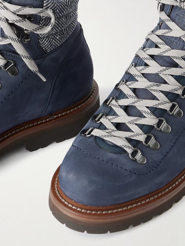 Flannel-Trimmed Nubuck Boots - CU Flannel-Trimmed Nubuck Boots - CU