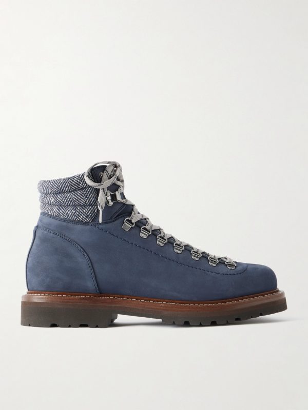 Flannel-Trimmed Nubuck Boots Flannel-Trimmed Nubuck Boots
