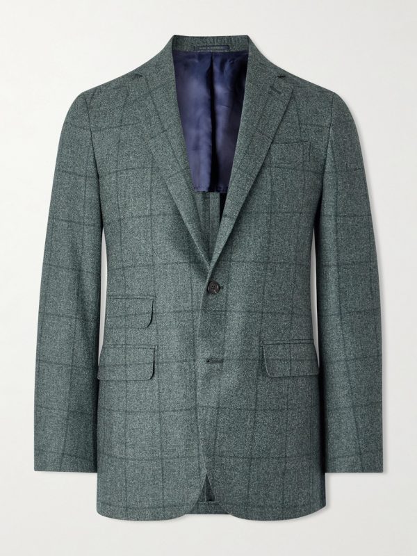 Virgil Checked Wool, Cotton and Cashmere-Blend Blazer Virgil Checked Wool, Cotton and Cashmere-Blend Blazer