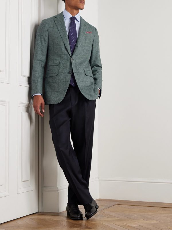 Virgil Checked Wool, Cotton and Cashmere-Blend Blazer - OU Virgil Checked Wool, Cotton and Cashmere-Blend Blazer - OU