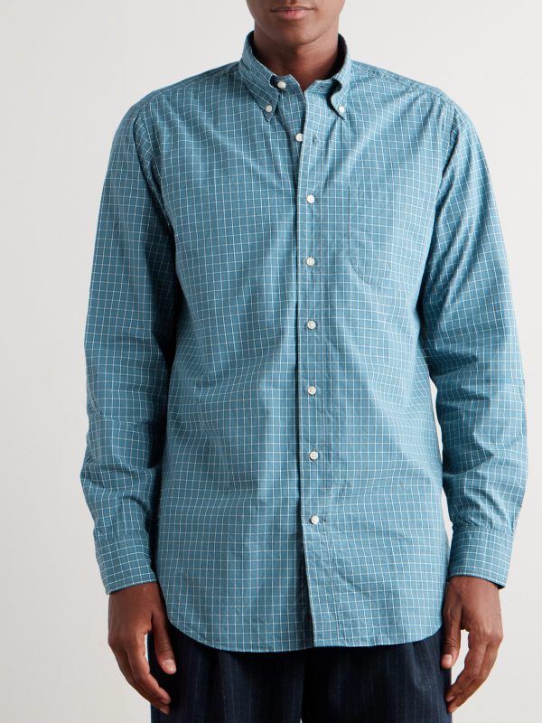 Button-Down Collar Checked Cotton-Poplin Shirt - FR Button-Down Collar Checked Cotton-Poplin Shirt - FR