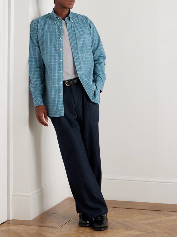 Button-Down Collar Checked Cotton-Poplin Shirt - OU Button-Down Collar Checked Cotton-Poplin Shirt - OU