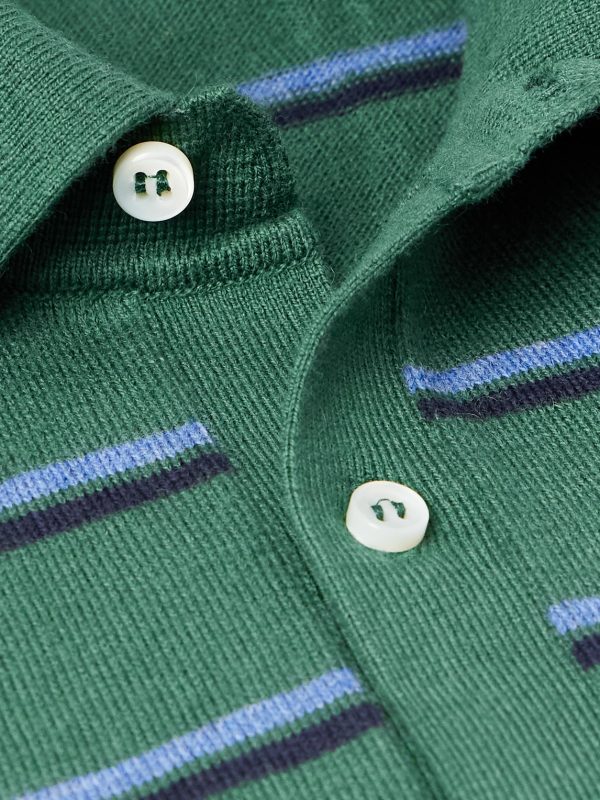 Slim-Fit Striped Cotton and Cashmere-Blend Polo Shirt - CU Slim-Fit Striped Cotton and Cashmere-Blend Polo Shirt - CU