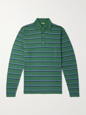 Slim-Fit Striped Cotton and Cashmere-Blend Polo Shirt Slim-Fit Striped Cotton and Cashmere-Blend Polo Shirt