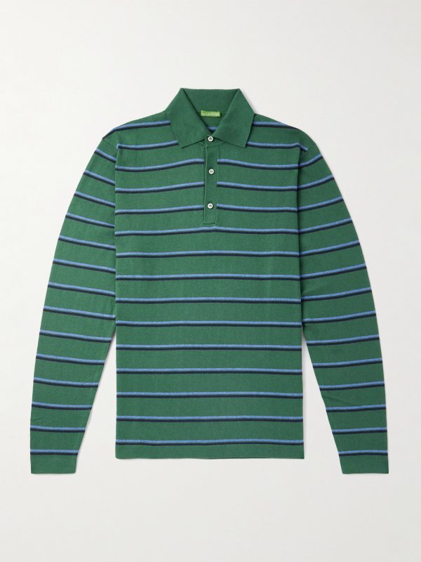Slim-Fit Striped Cotton and Cashmere-Blend Polo Shirt Slim-Fit Striped Cotton and Cashmere-Blend Polo Shirt