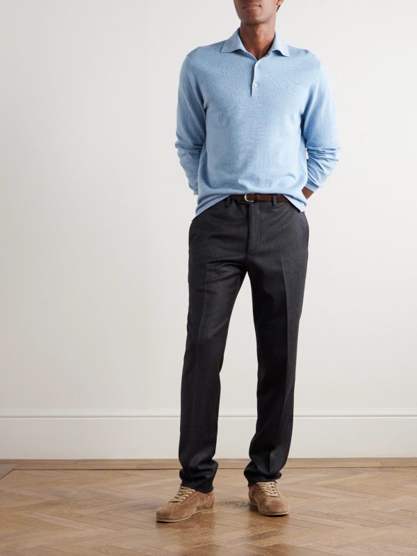 Slim-Fit Cotton and Cashmere-Blend Polo Shirt - OU
