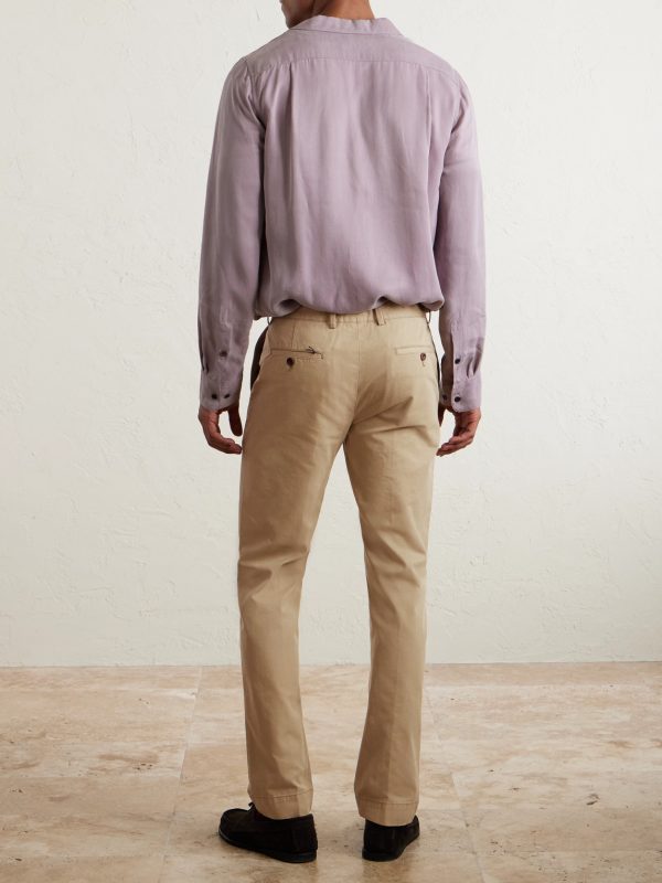 Straight-Leg Garment-Dyed Cotton-Twill Trousers - BK Straight-Leg Garment-Dyed Cotton-Twill Trousers - BK