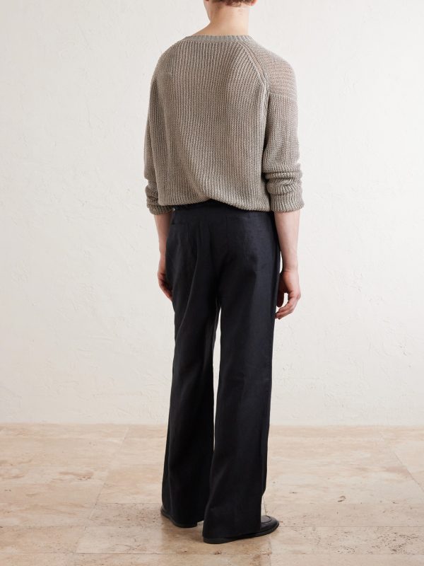 Straight-Leg Linen-Twill Drawstring Trousers - BK Straight-Leg Linen-Twill Drawstring Trousers - BK